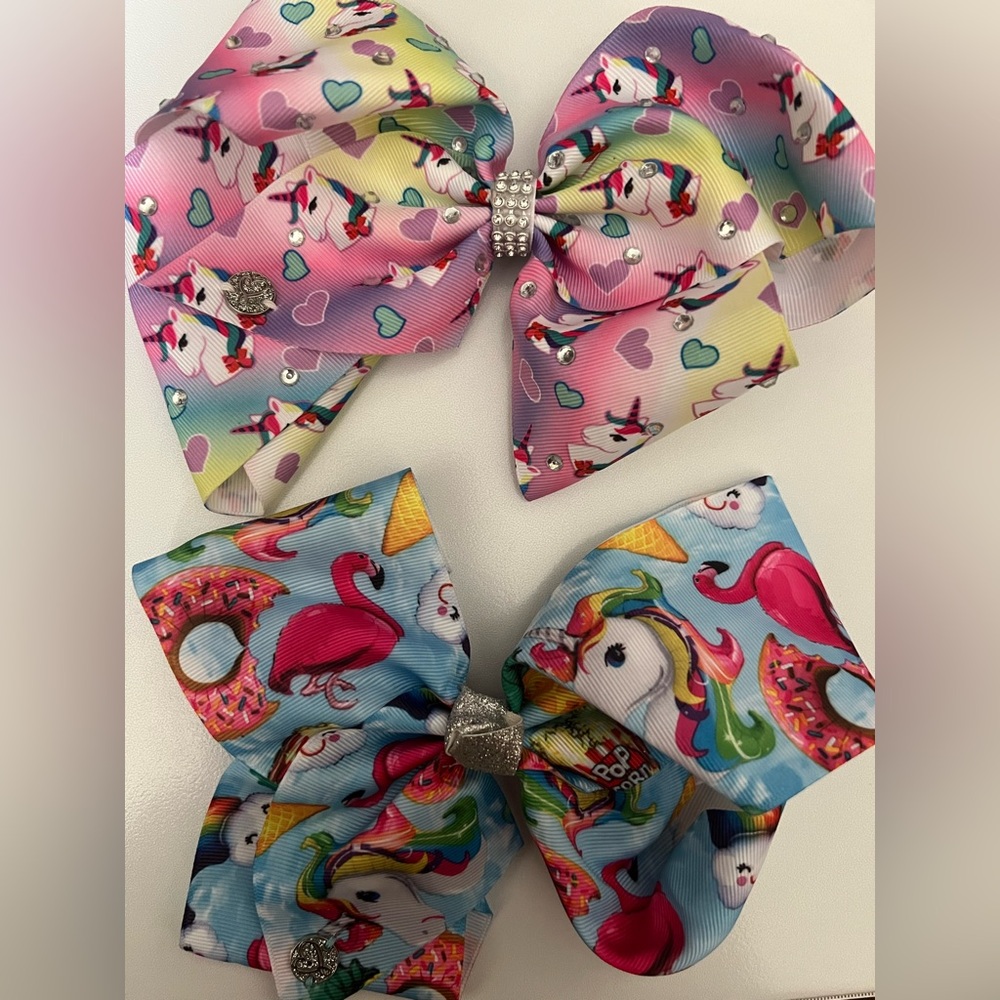 JoJo Siwa Unicorn and Flamingo Hair Bows - Pink and Blue
